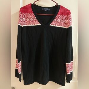 Tommy Hilfiger Vneck cotton Black and Red Sweater